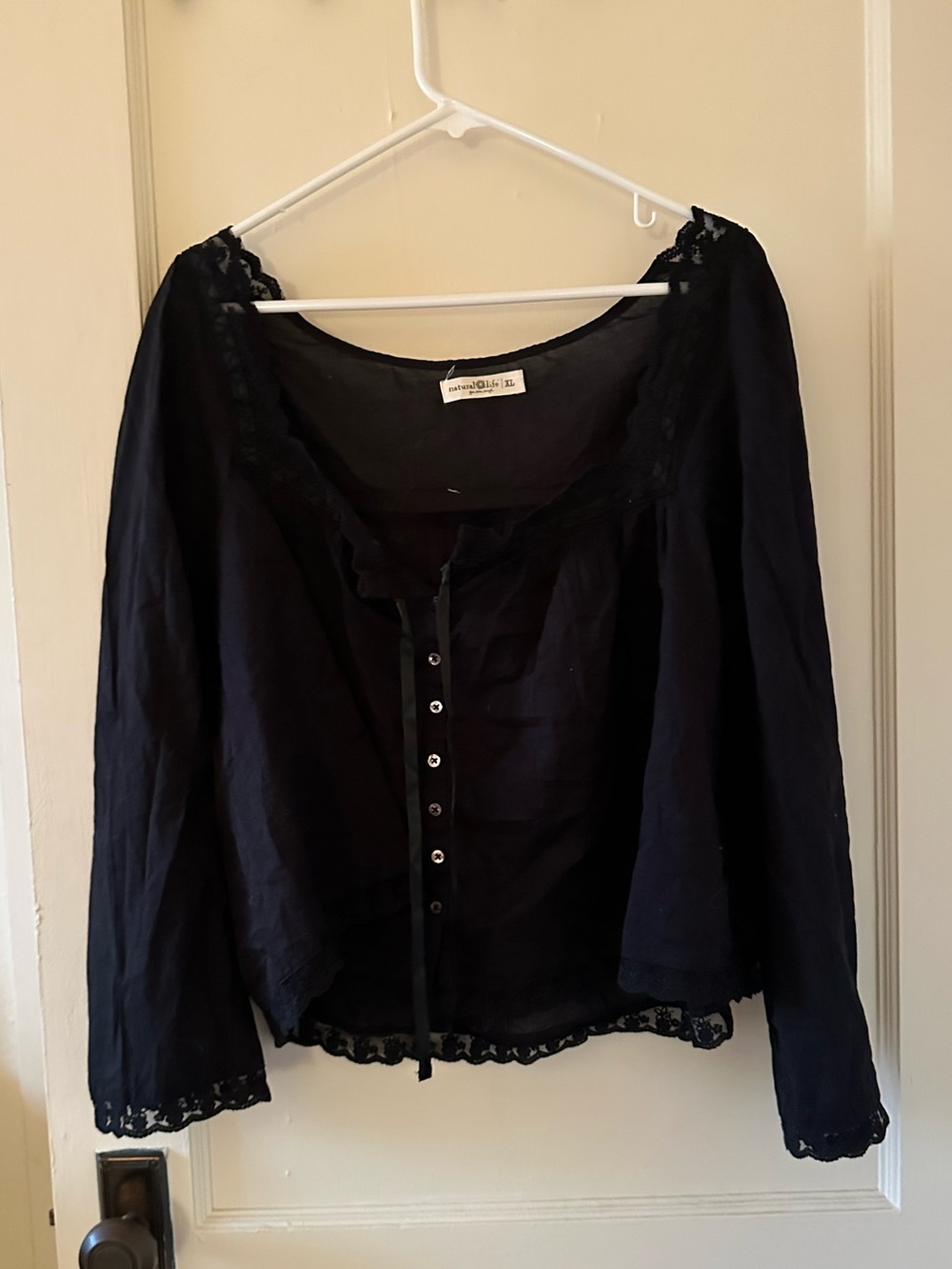 NATURAL LIFE Prettiest Cotton Lace Long Sleeve Blouse